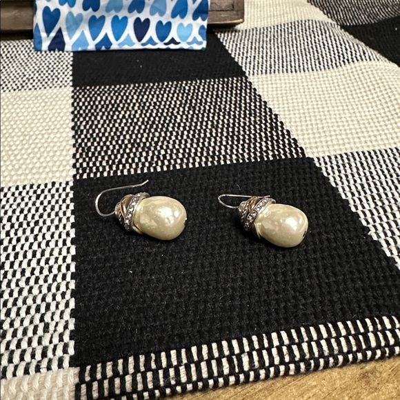 Brighton great shape Neptunes rings silver gold crystal pearl drop earrings - Picture 4 of 4
